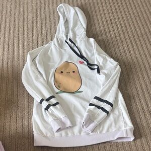 Women’s Small White Hoodie with Potato Graphic